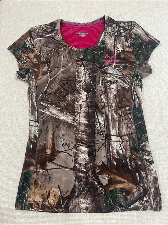 Realtree Tops - Realtree Camo Short Sleeve Tee with Pink Accent